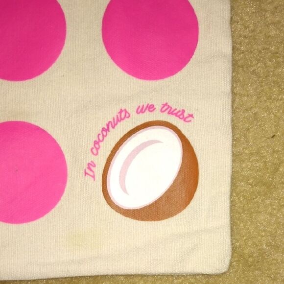 PINK Victoria's Secret Cream Tote with Pink Dots - Picture 2 of 4